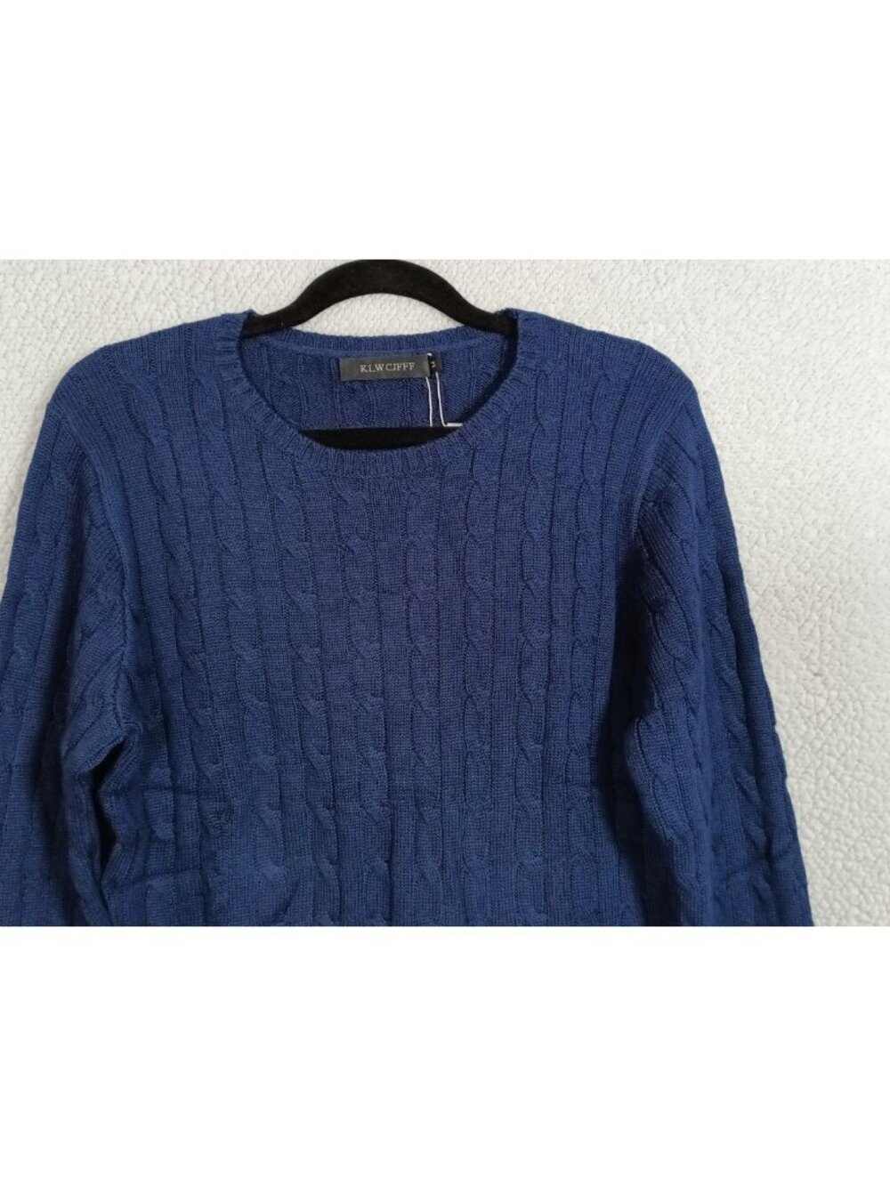 Women's Long Sleeve Cable Knit Sweater Size M Royal Blue Crewneck Ribbed Hem.... - Picture 3 of 12
